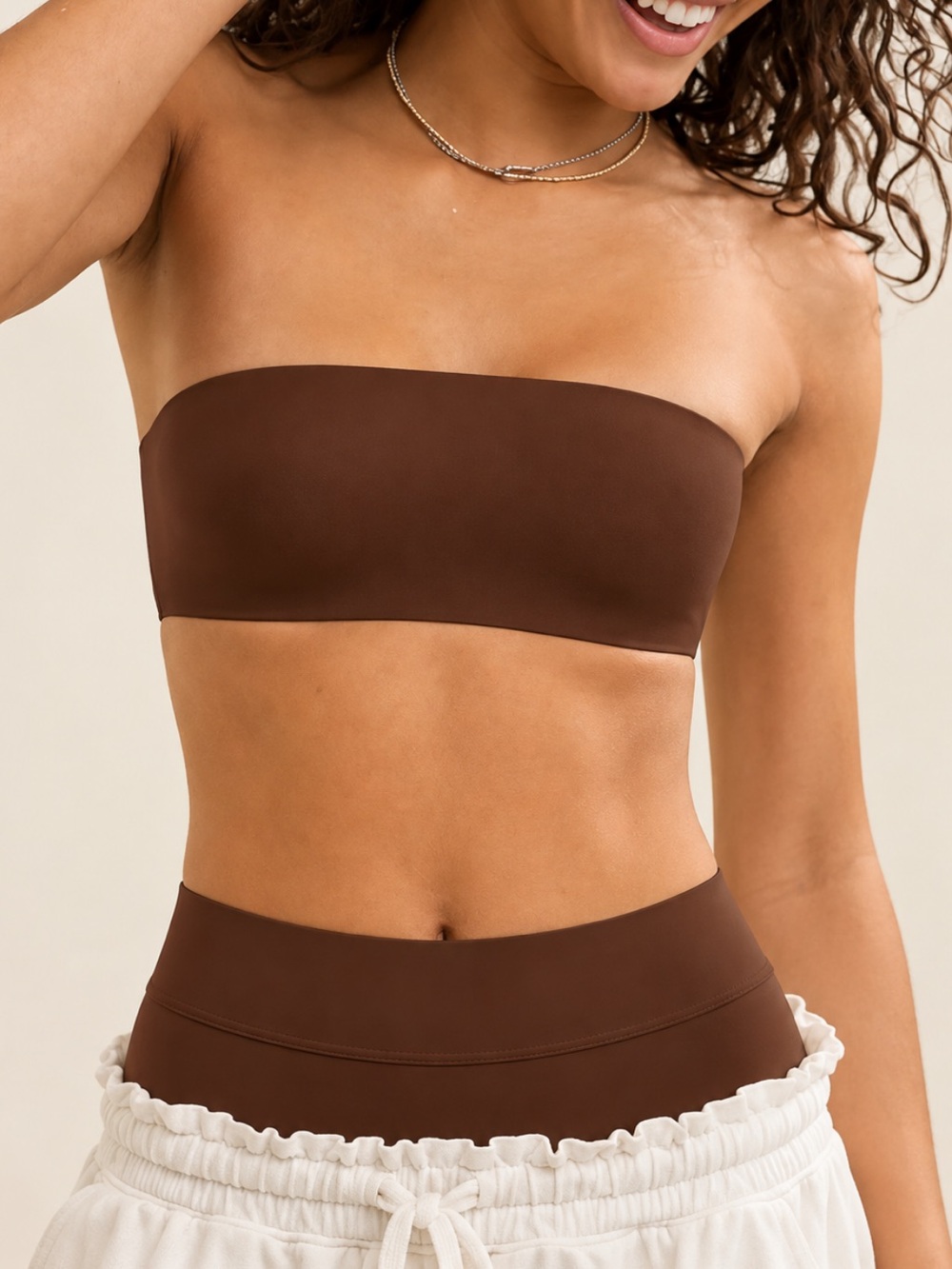 Aerie Smoothez Strapless Wireless Bandeau Bra Chocolate Brown Small